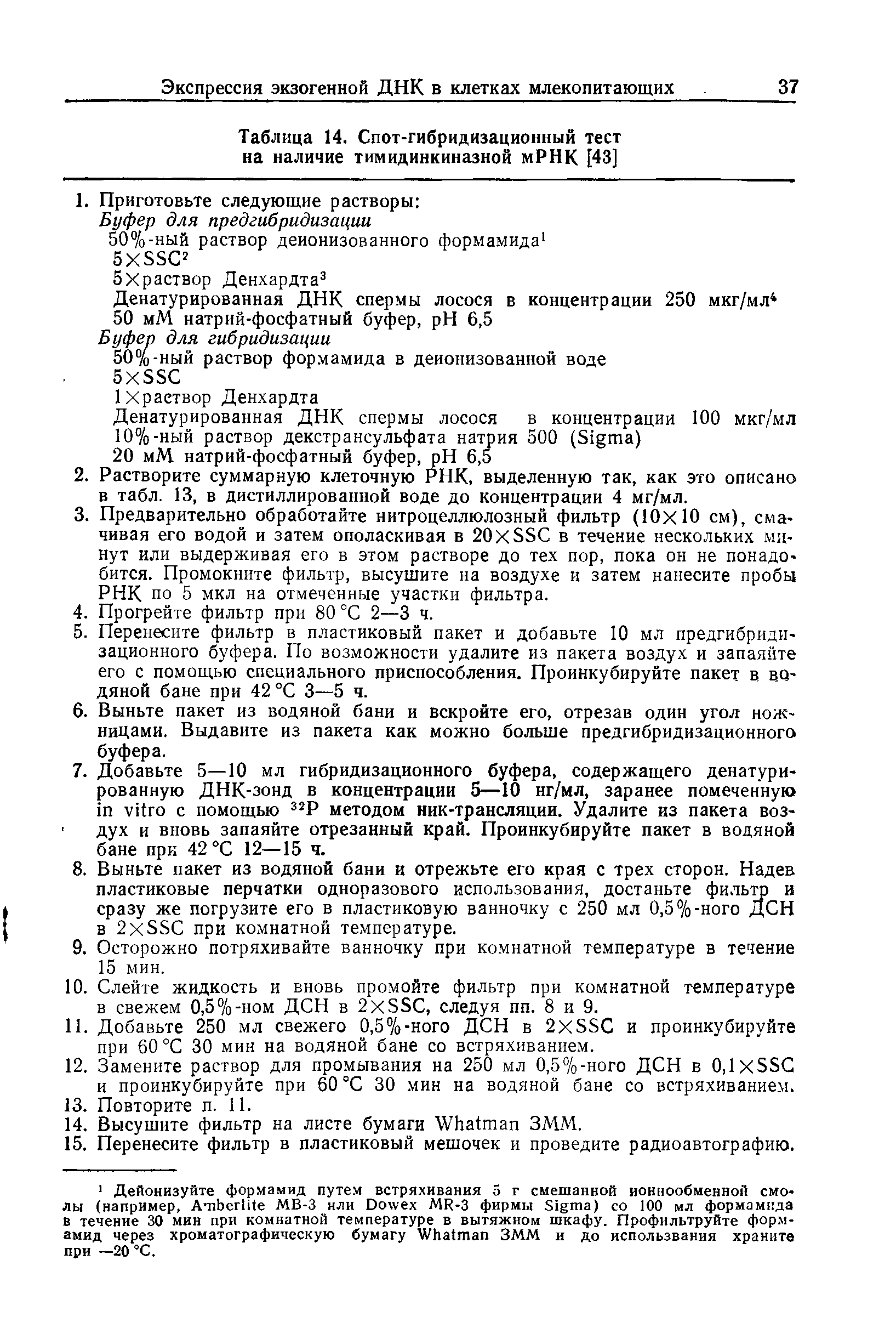 Таблица 14. Спот-гибридизационный тест на наличие тимидинкиназной мРНК [43]...