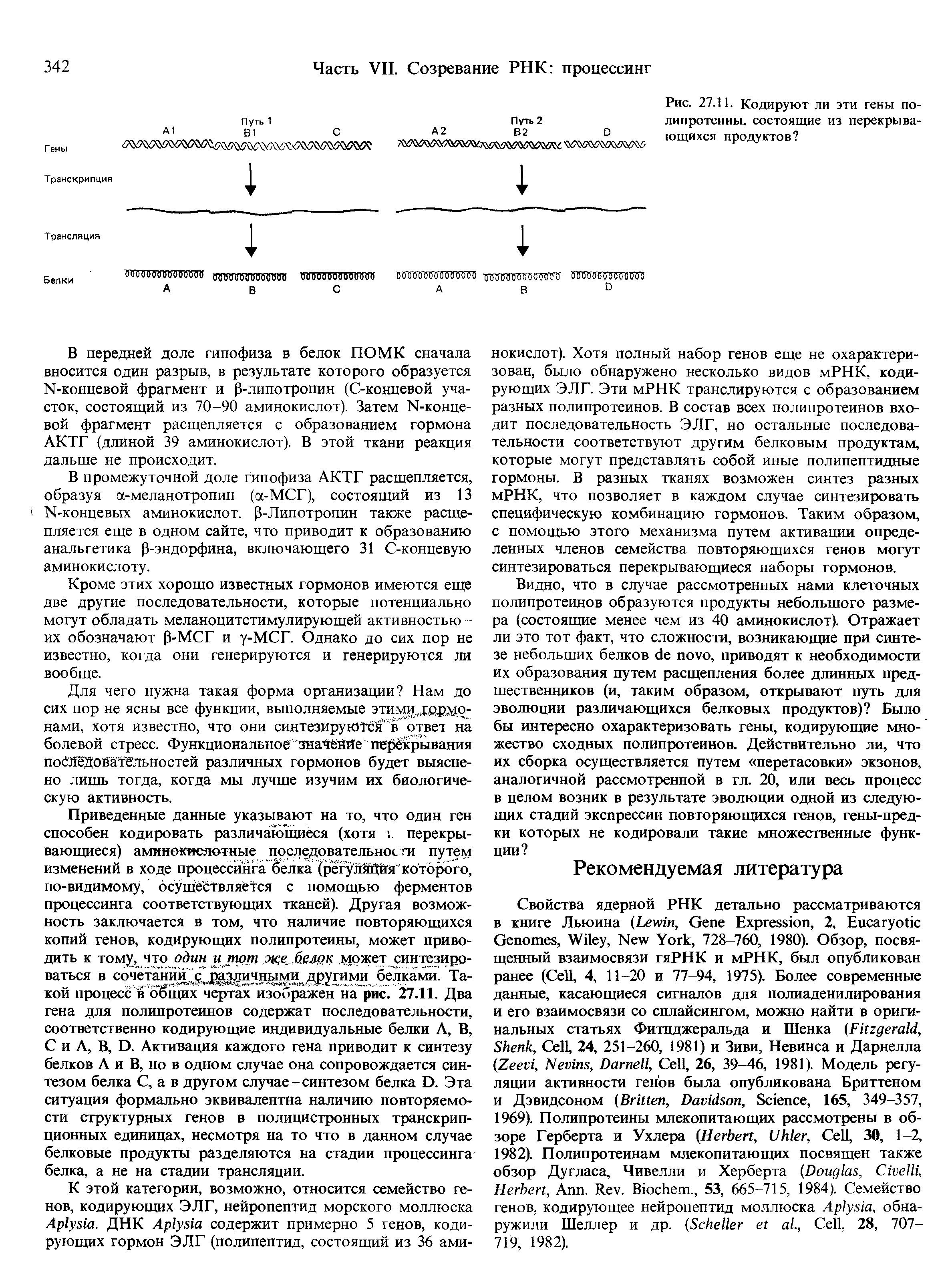 Рис. 27.11. Кодируют ли эти гены полипротеины. состоящие из перекрывающихся продуктов ...