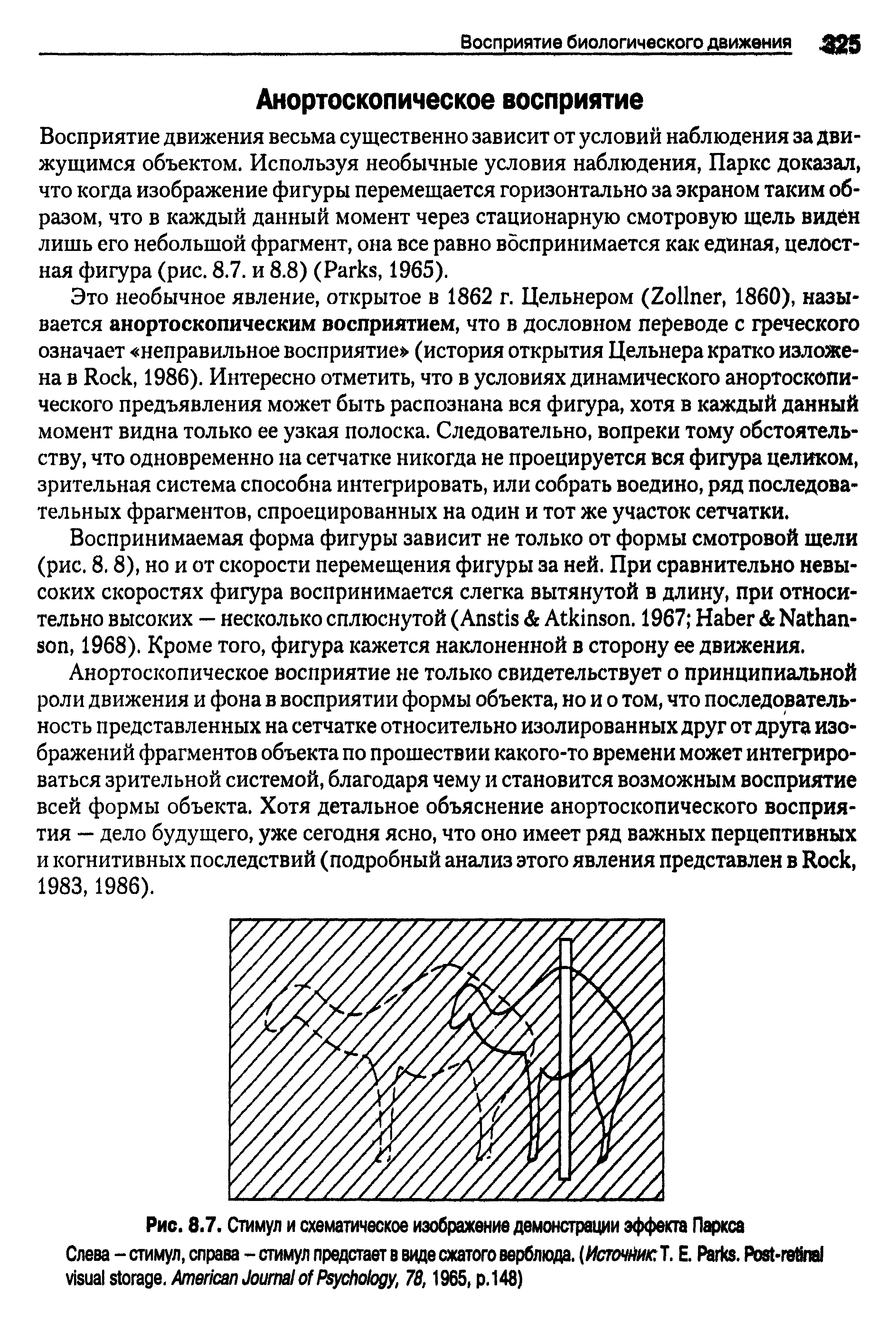 Рис. 8.7. Стимул и схематическое изображение демонстрации эффекта Паркса...