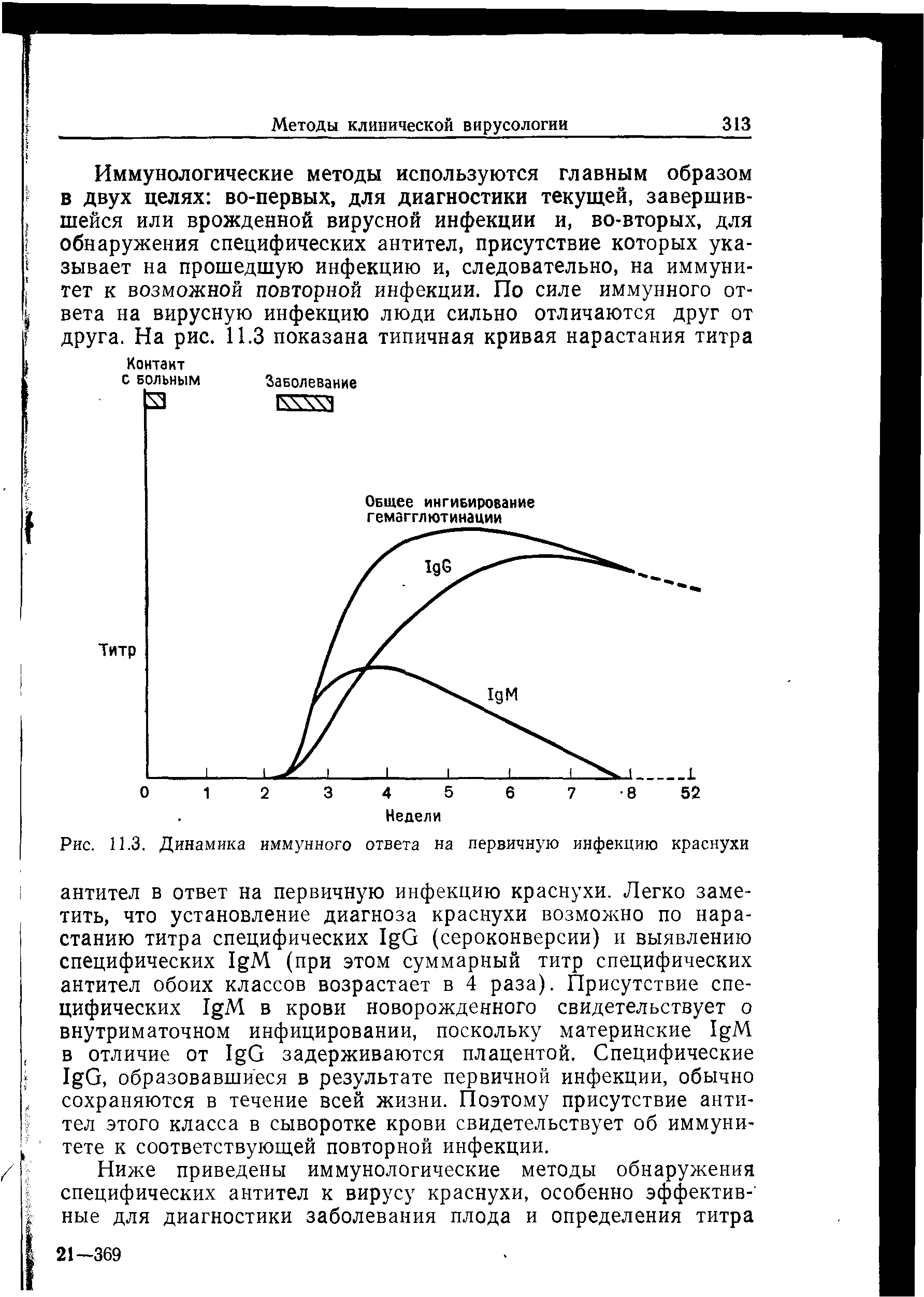 Рис. 11.3. Динамика иммунного ответа на первичную инфекцию краснухи...