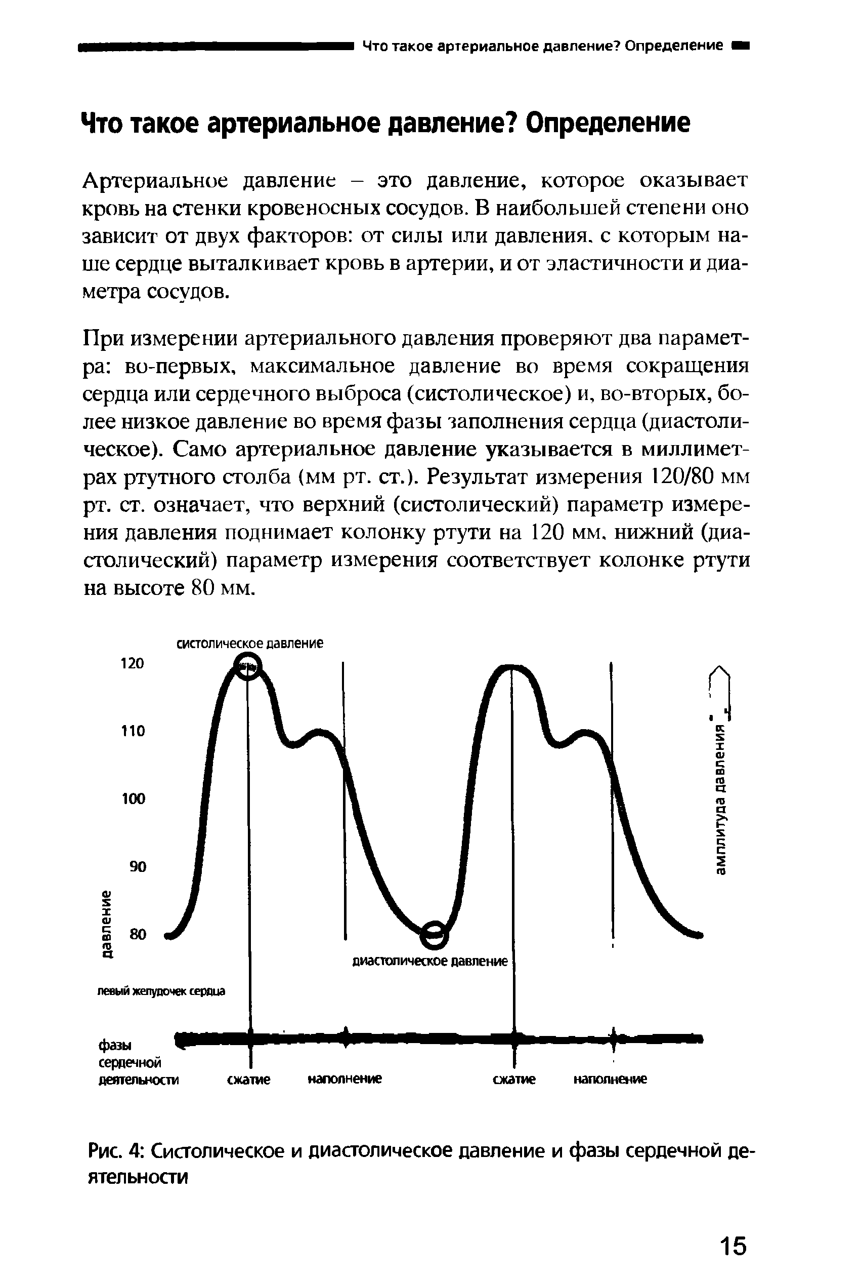 Рис. 4 Систолическое и диастолическое давление и фазы сердечной деятельности...