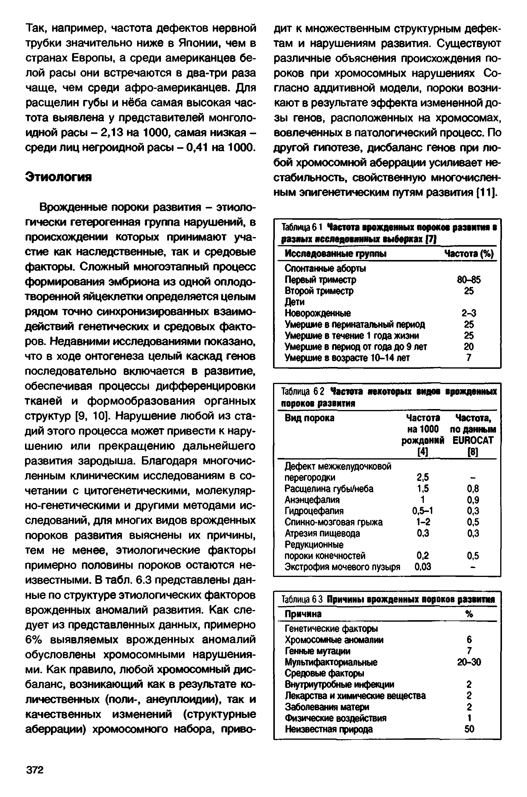 Таблица 61 Частота врожденных пороков развития в разных ясследовннных выборках 7 ...