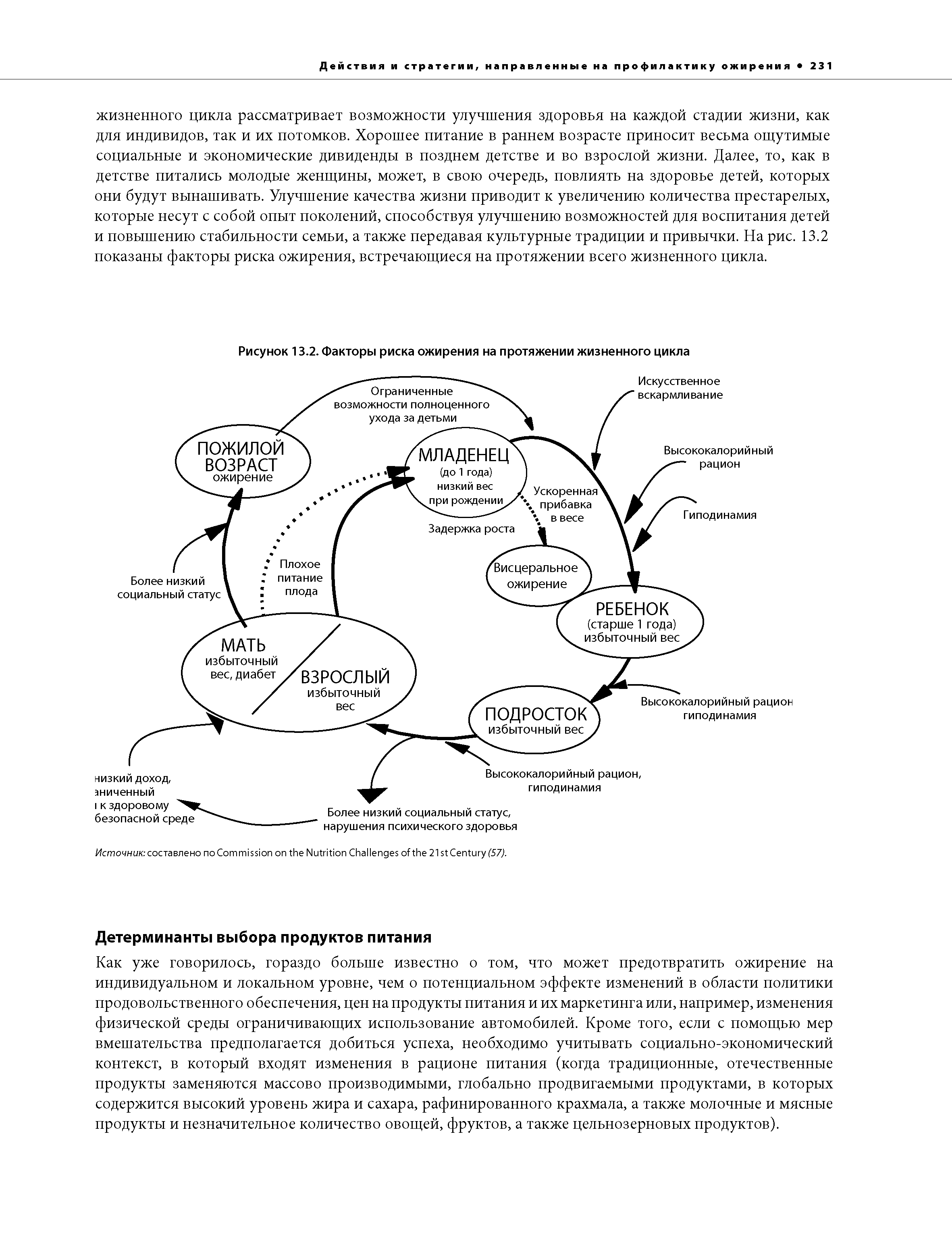 Рисунок 13.2. Факторы риска ожирения на протяжении жизненного цикла...