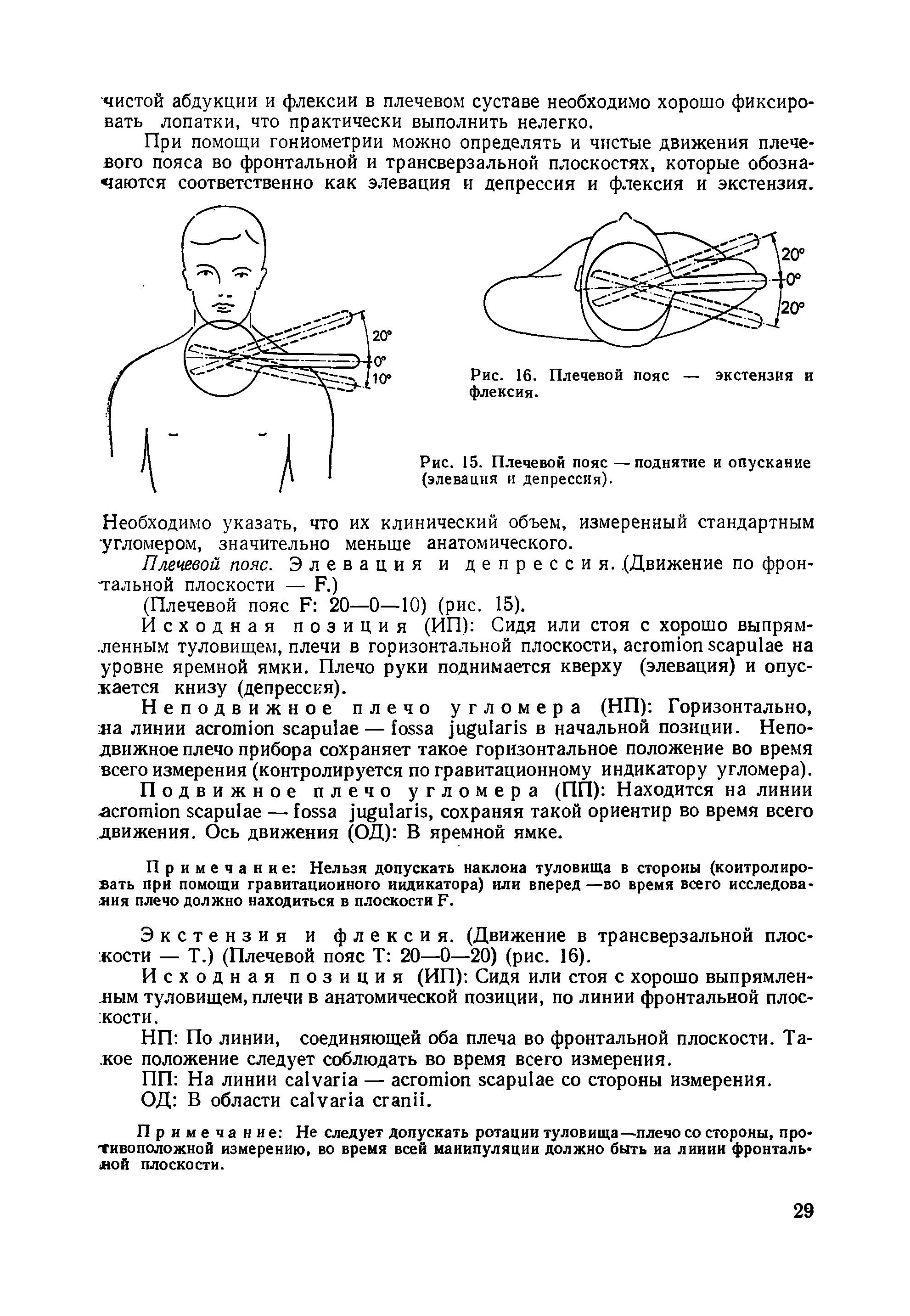 Рис. 15. Плечевой пояс —поднятие и опускание (элевация и депрессия).