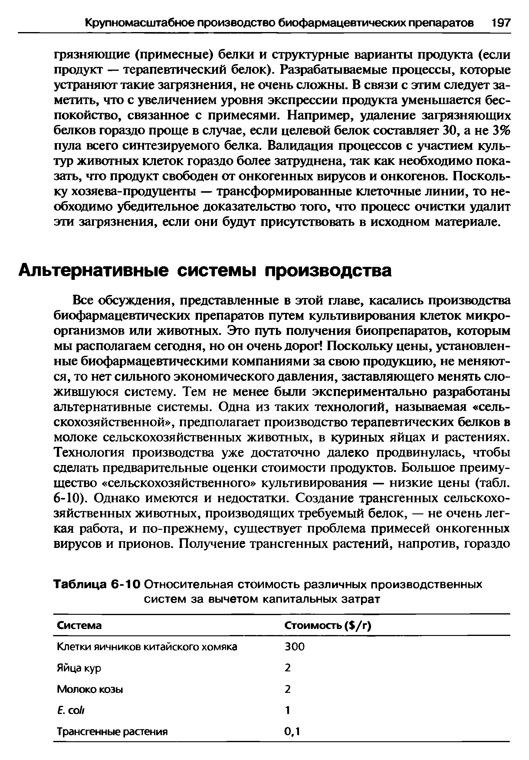 Таблица 6-10 Относительная стоимость различных производственных систем за вычетом капитальных затрат...