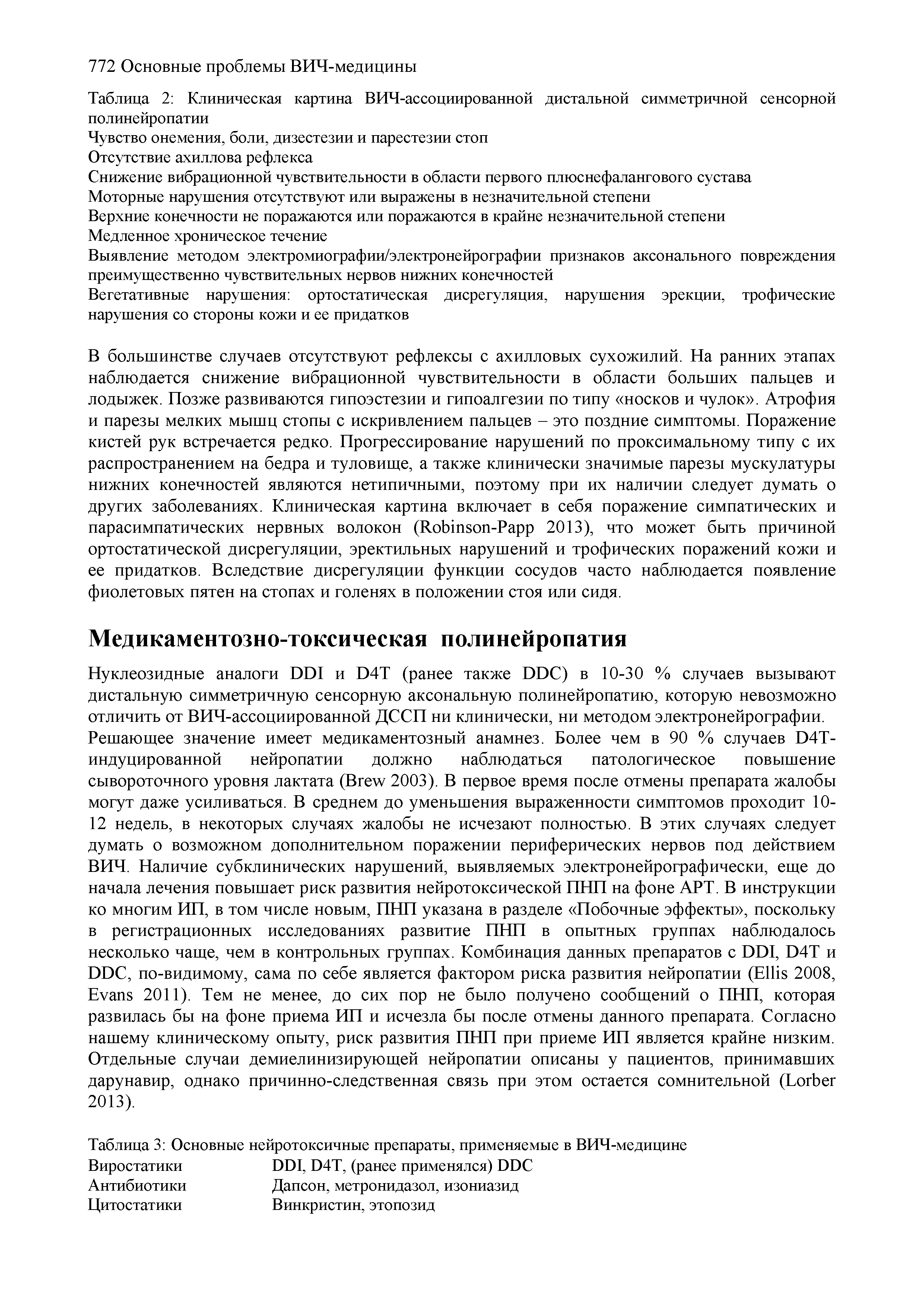 Таблица 3 Основные нейротоксичные препараты, применяемые в ВИЧ-медицине Виростатики DDI, D4T, (ранее применялся) DDC...