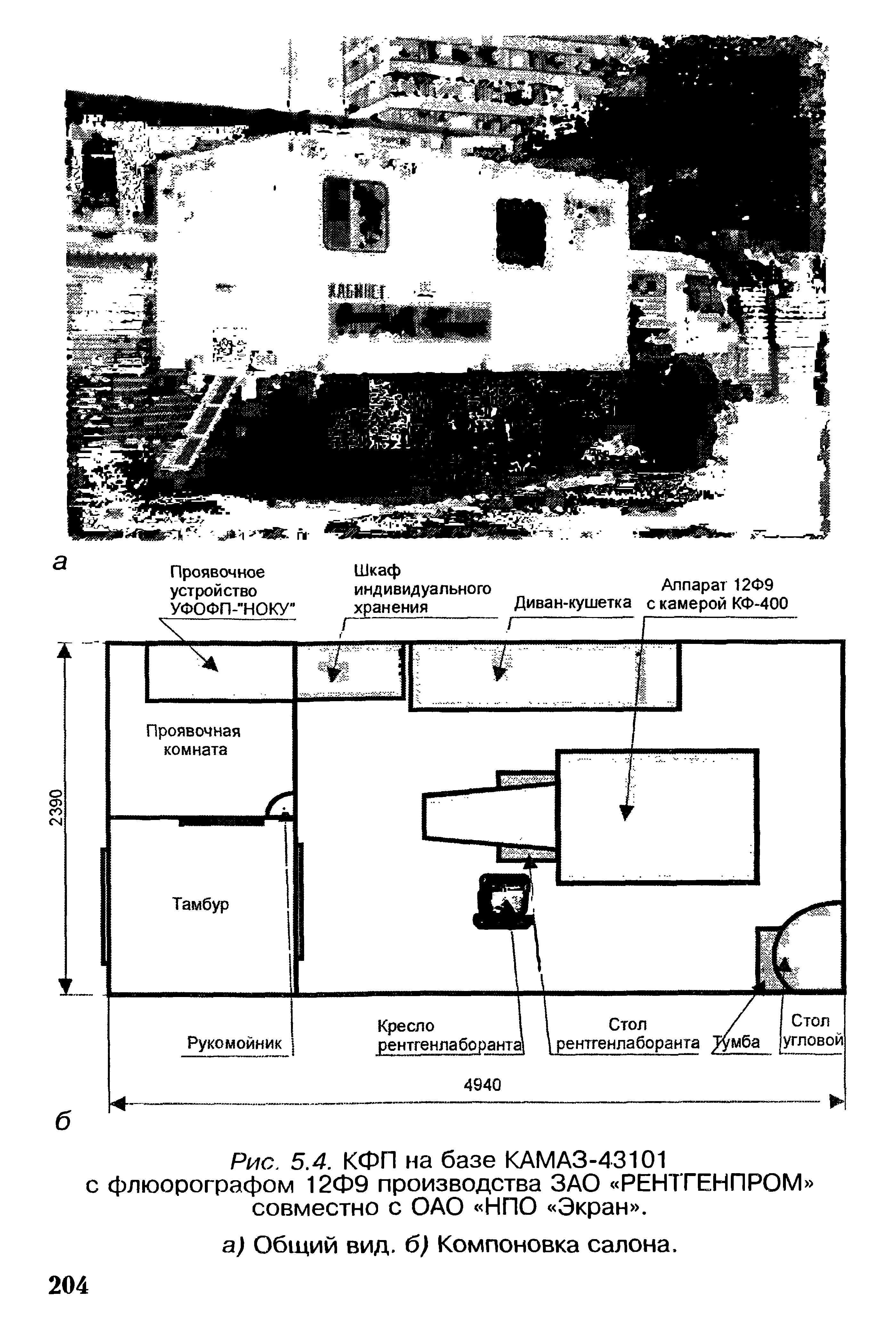 Рис. 5.4. КФП на базе КАМАЗ-43101 с флюорографом 12Ф9 производства ЗАО РЕНТГЕНПРОМ совместно с ОАО НПО Экран .