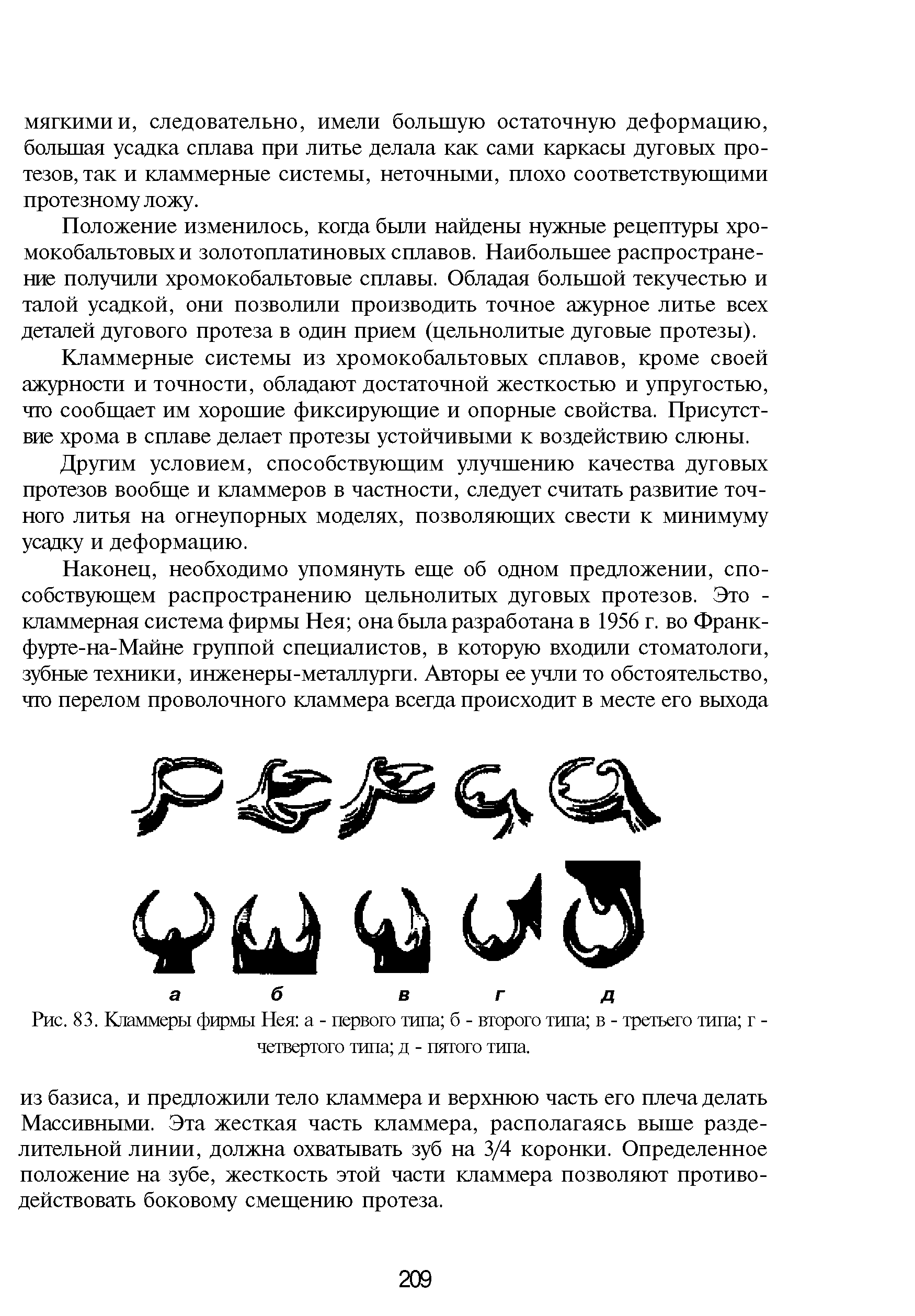 Рис. 83. Кламмеры фирмы Нея а - первого типа б - второго типа в - третьего типа г -четвертого типа д - пятого типа.