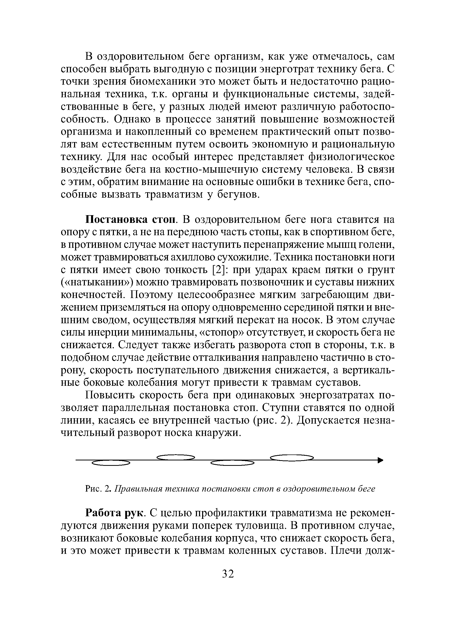 Рис. 2. Правильная техника постановки стоп в оздоровительном беге...