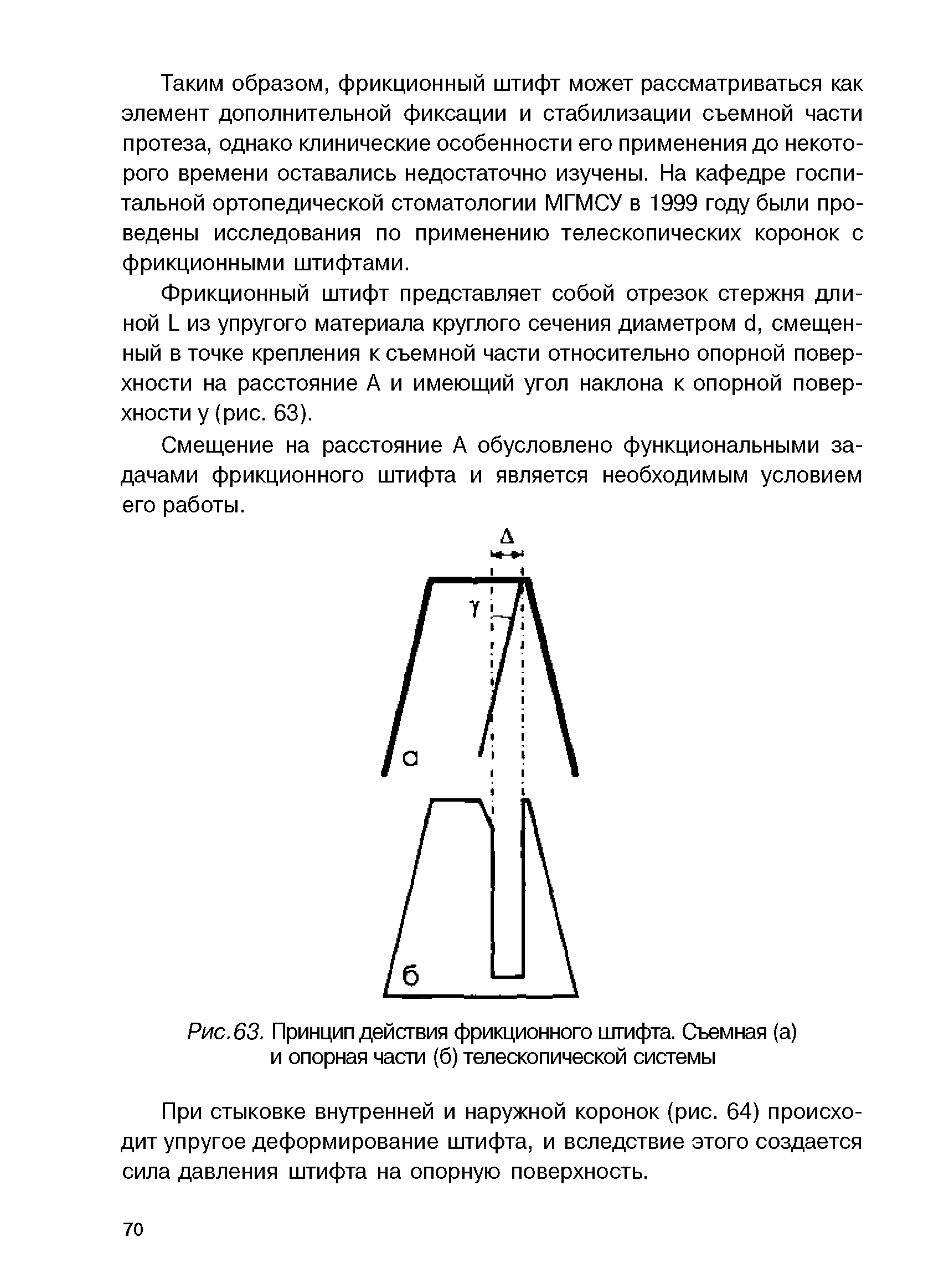 Рис. 63. Принцип действия фрикционного штифта. Съемная (а) и опорная части (б) телескопической системы...