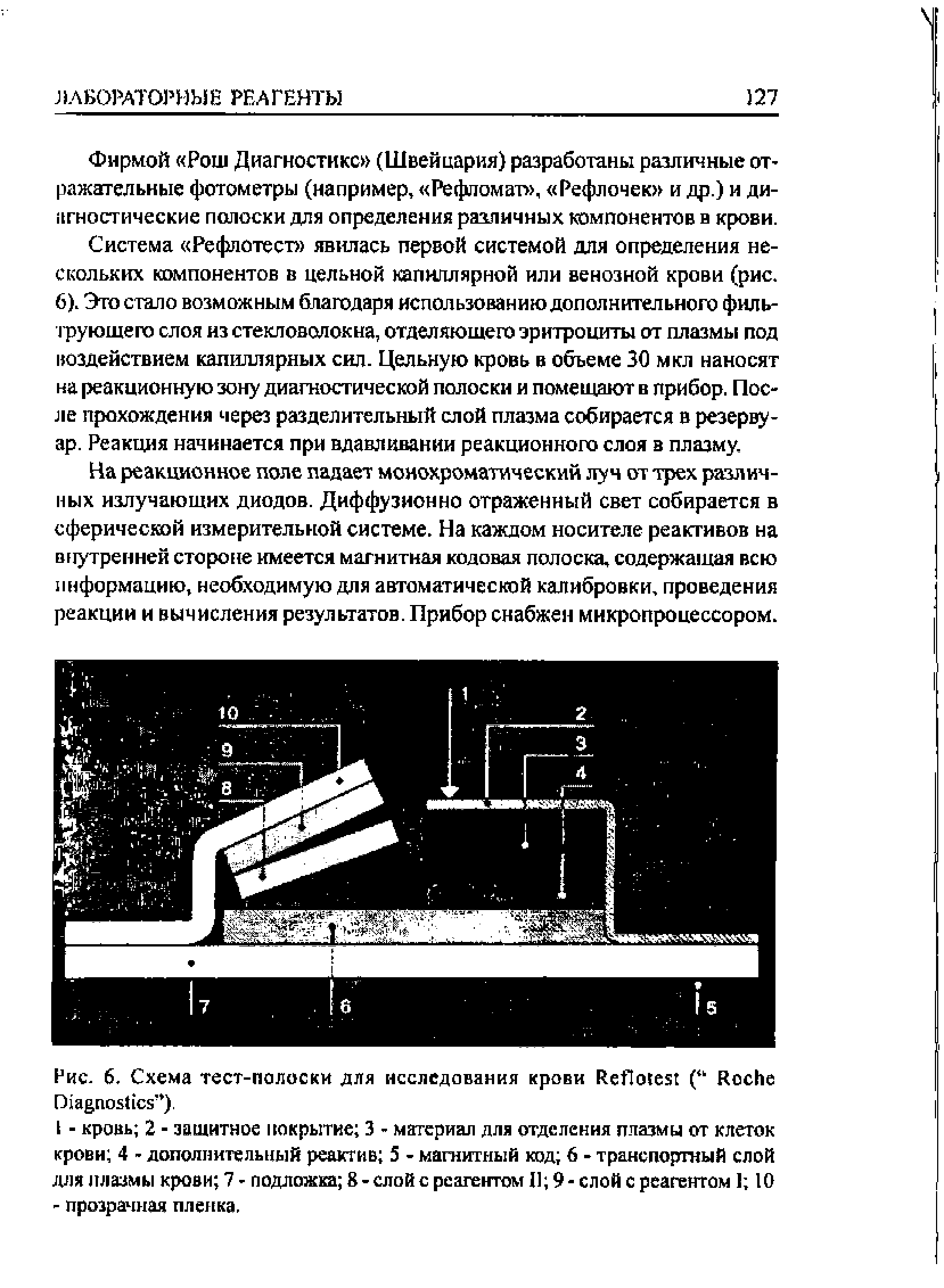 Рис. 6. Схема тест-полоски для исследования крови R ( R D ).