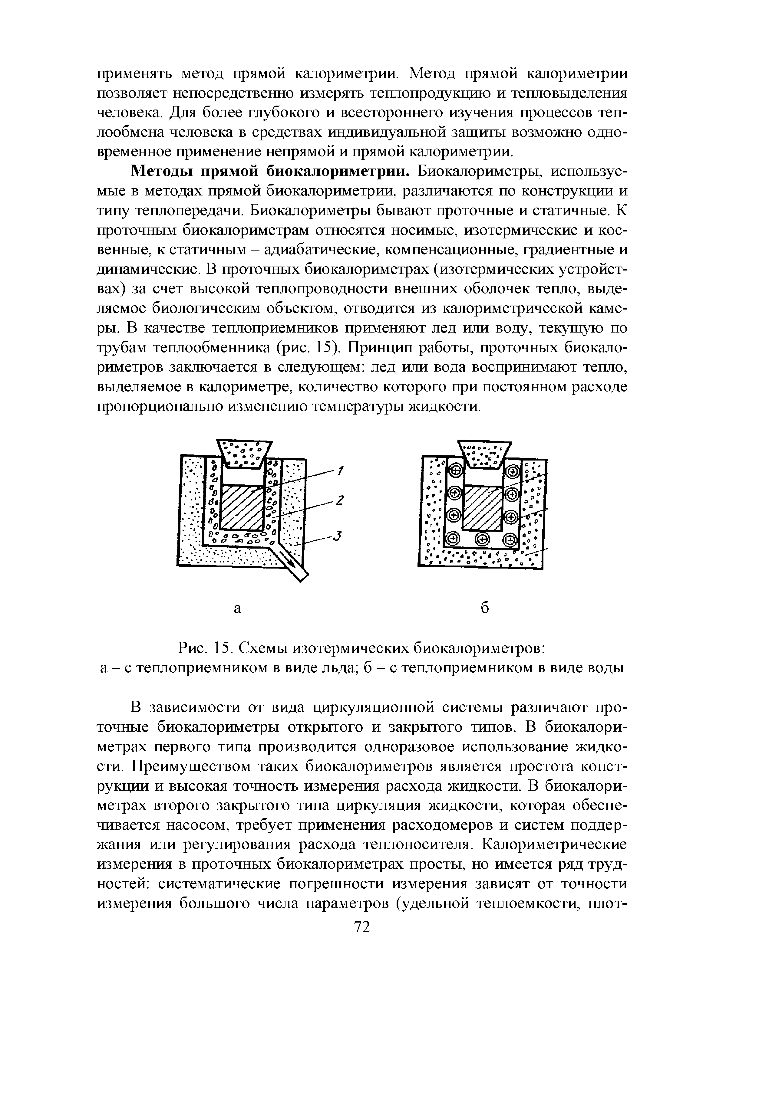 Рис. 15. Схемы изотермических биокалориметров а - с теплоприемником в виде льда б - с теплоприемником в виде воды...