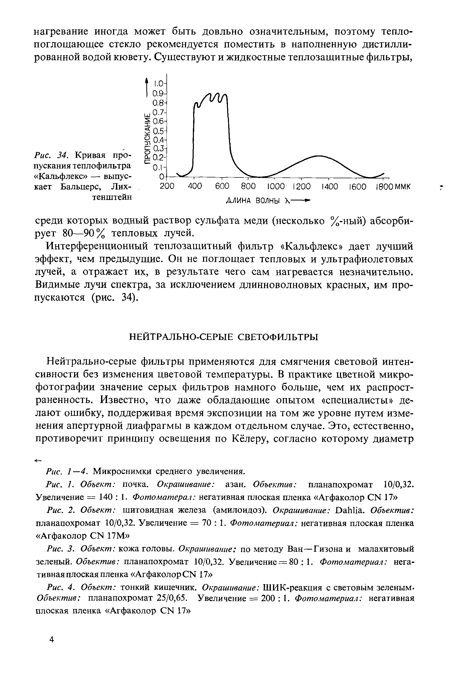 Рис. 3. Объект кожа головы. Окрашивание по методу Ван—Гизона и малахитовый зеленый. Объектив планапохромат 10/0,32. Увеличение = 80 1. Фотоматериал негативная плоская пленка Агфаколор CN 17 ...