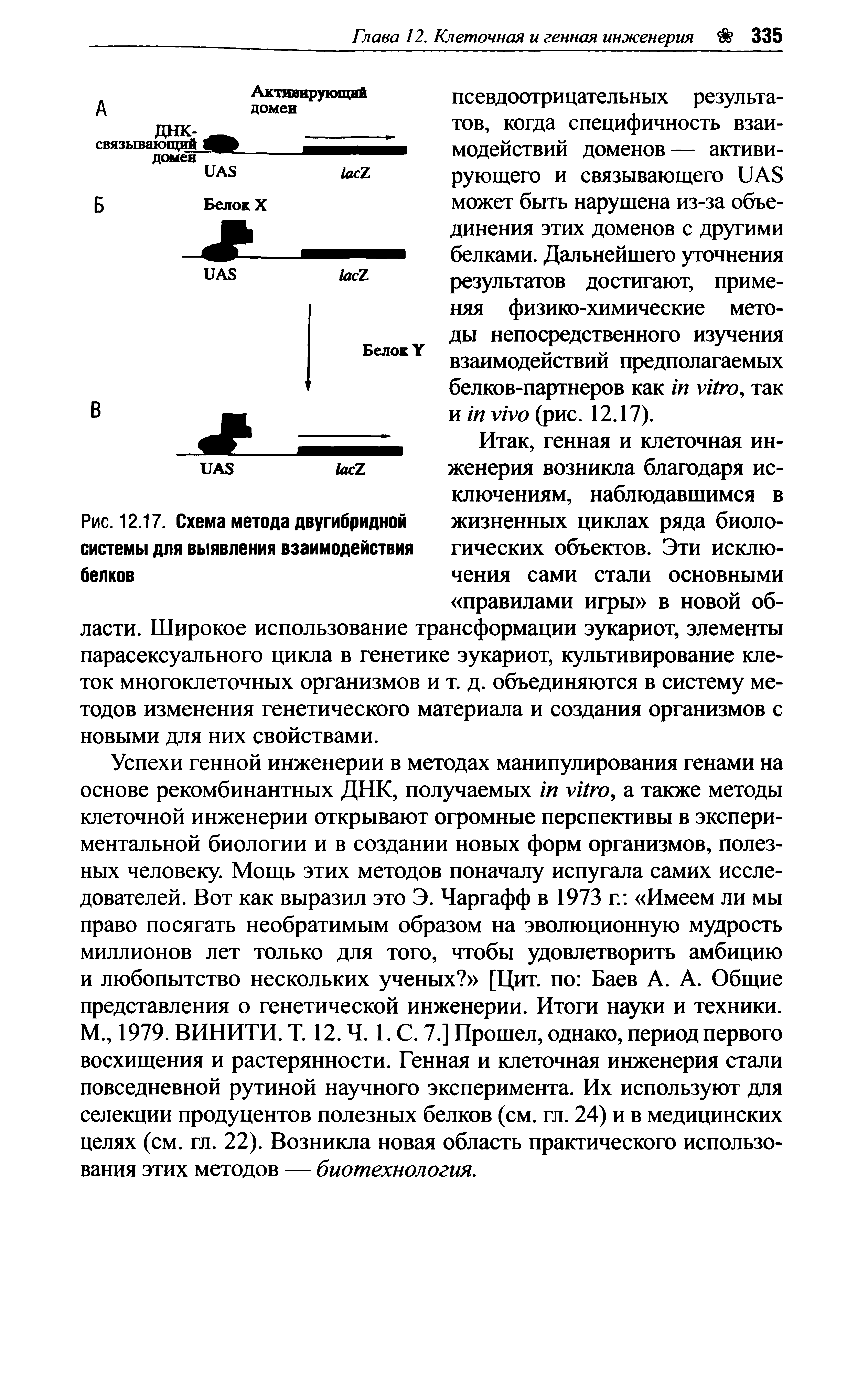 Рис. 12.17. Схема метода двугибридной системы для выявления взаимодействия белков...