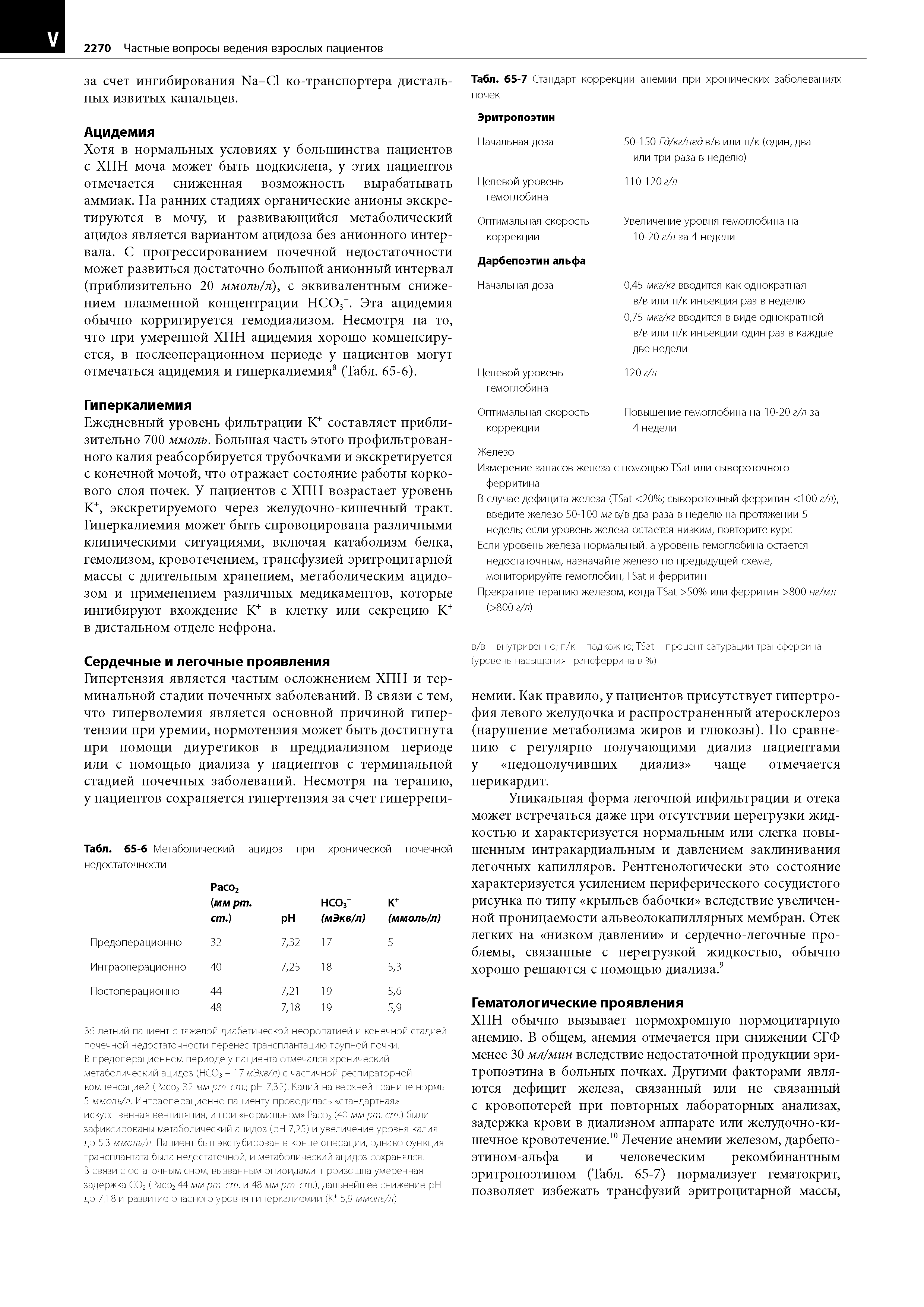 Табл. 65-6 Метаболический ацидоз при хронической почечной недостаточности...