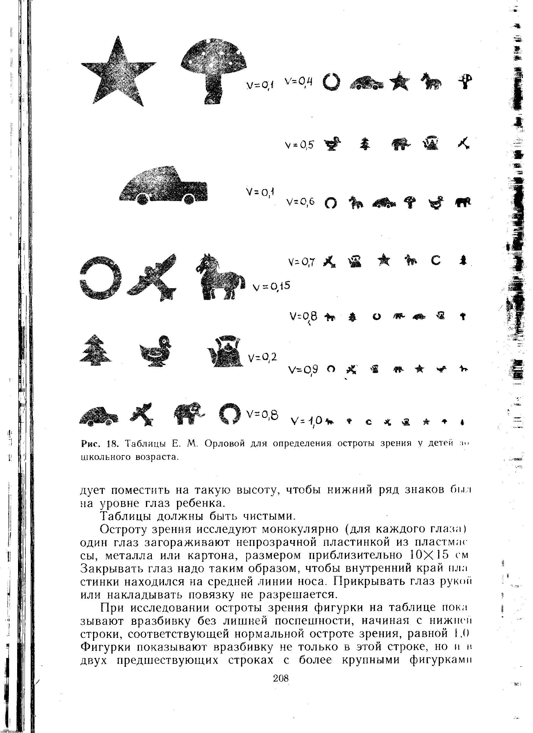 Рис. 18. Таблицы Е. М. Орловой для определения остроты зрения V детей школьного возраста.