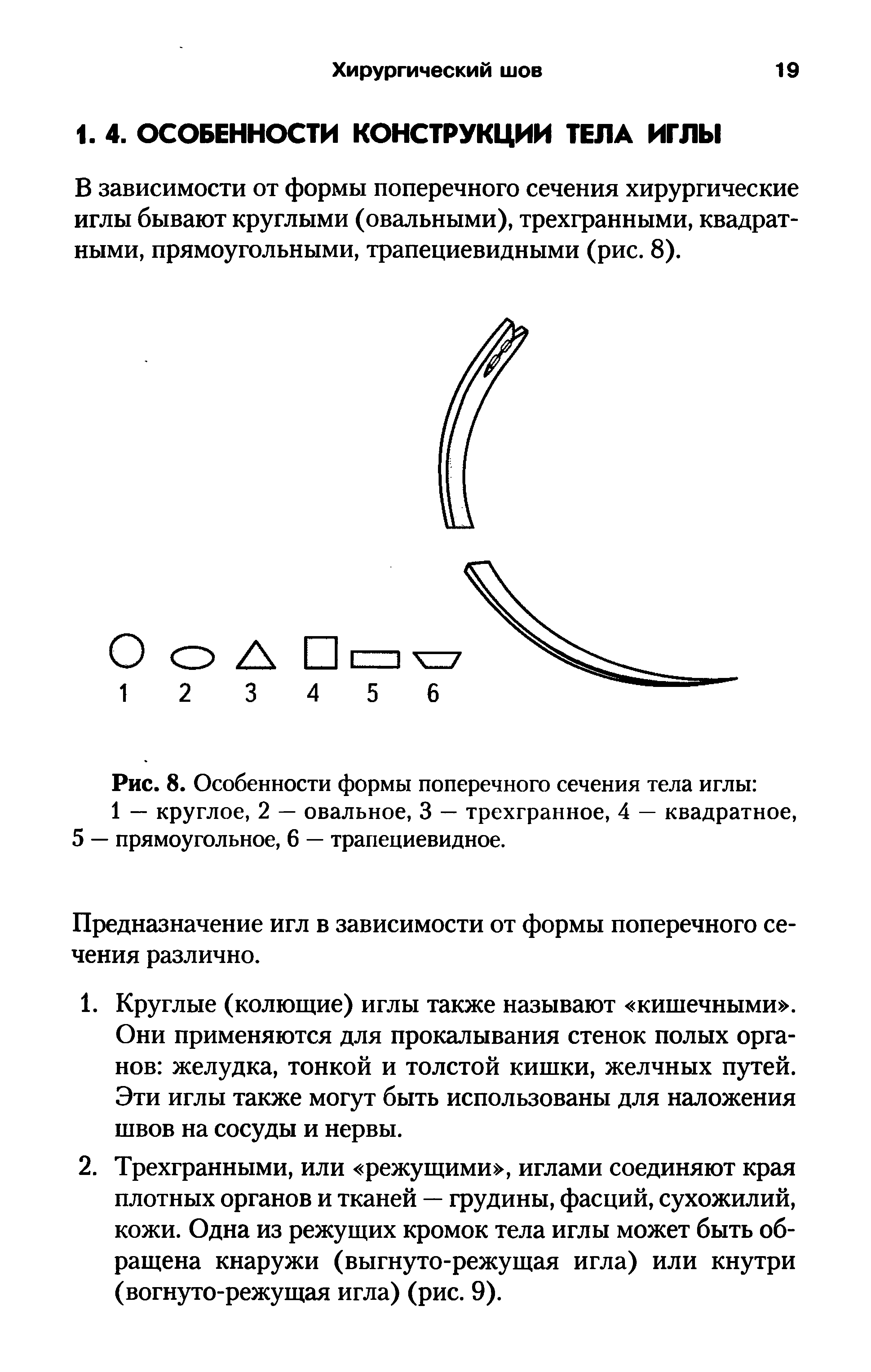 Рис. 8. Особенности формы поперечного сечения тела иглы ...