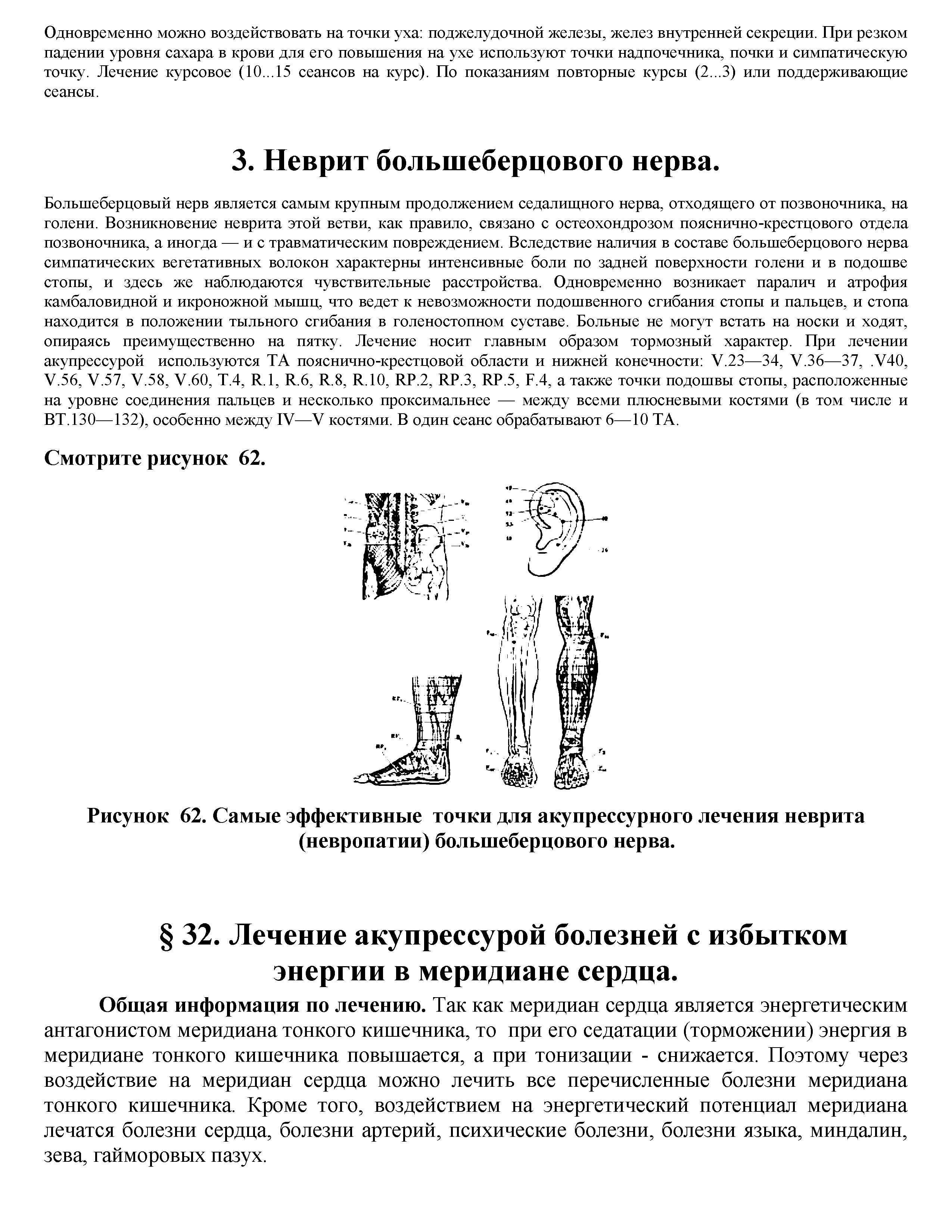 Рисунок 62. Самые эффективные точки для акупрессурного лечения неврита (невропатии) большеберцового нерва.