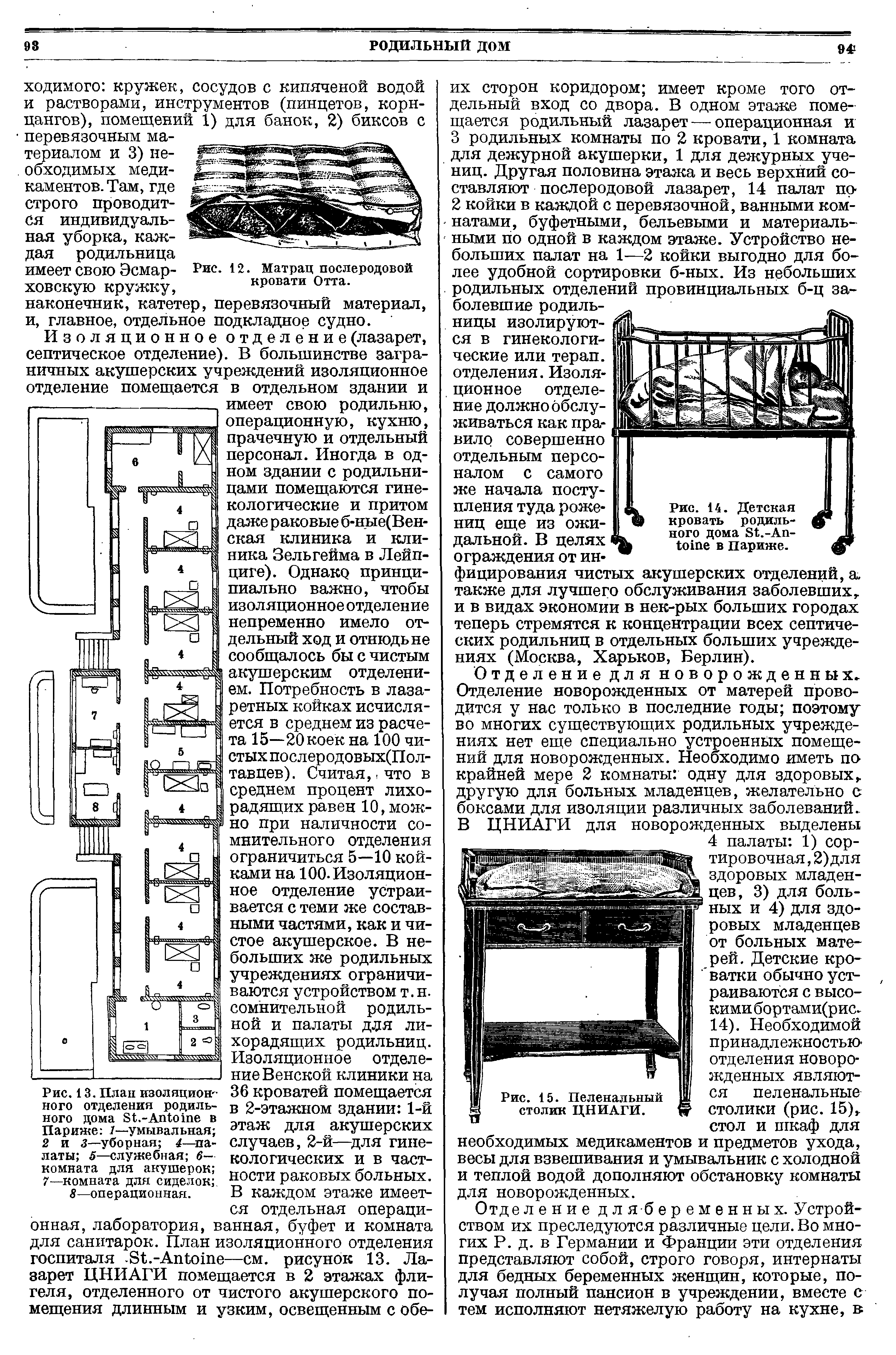 Рис. 13. План изоляционного отделения родильного дома S .-A в Париже 1—умывальная 2 и 3—уборная 4—палаты 5—служебная 6— комната для акушерок 7—комната для сиделок ...