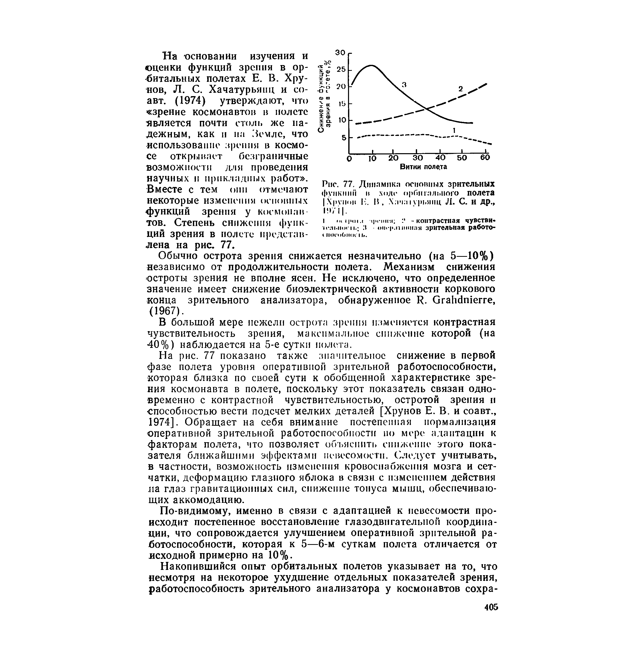 Рис. 77. Динамика основных зрительных функции в ходе орГппальпого полета Хренов I . В, Х.1Ч.11 ерьянц Л. С. И Др.,...