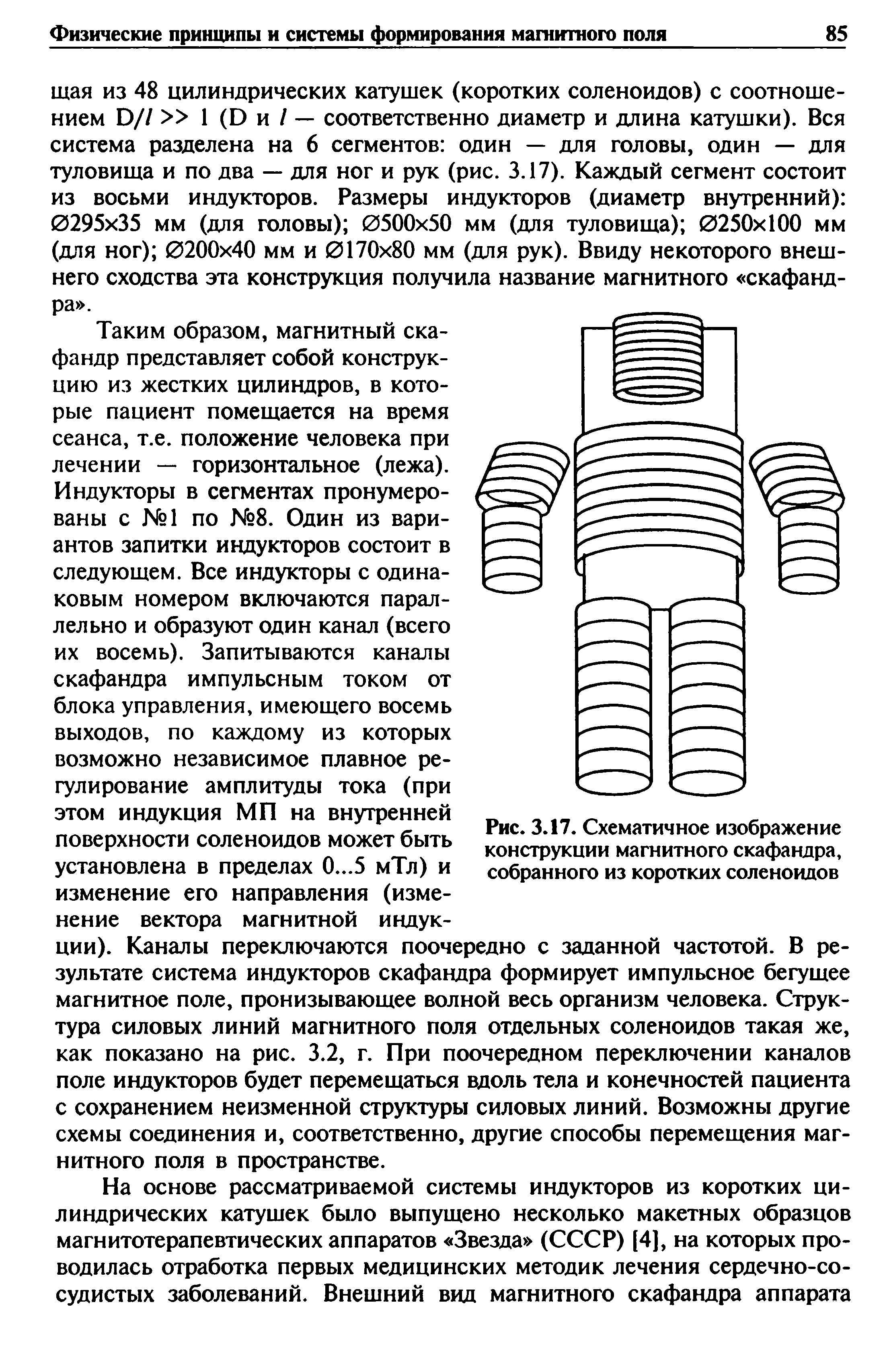 Рис. 3.17. Схематичное изображение конструкции магнитного скафандра, собранного из коротких соленоидов...