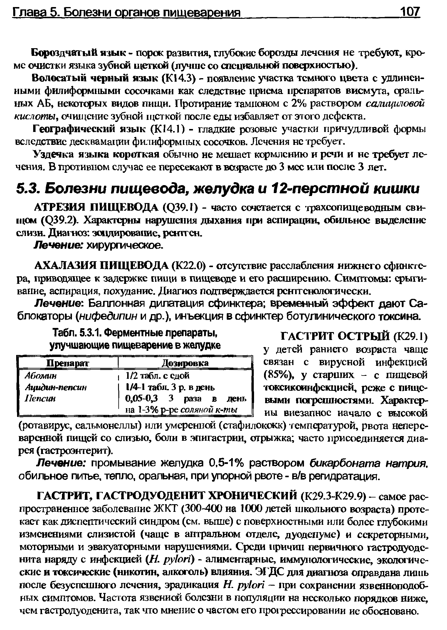 Табл. 5.3.1. Ферментные препараты, улучшающие пищеварение в желудке...