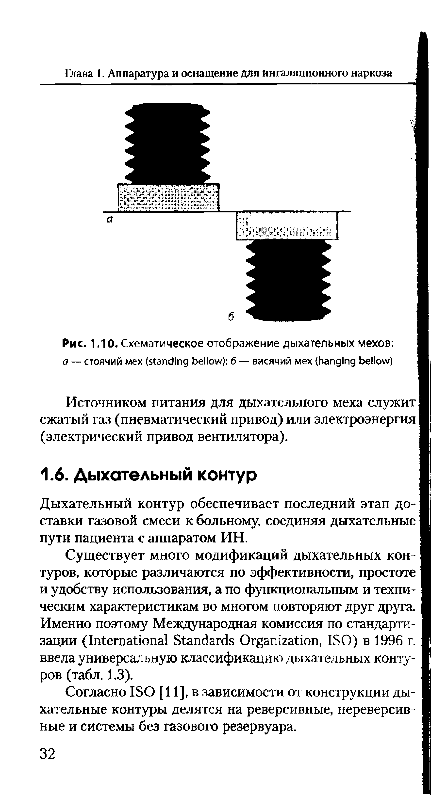 Рис. 1.10. Схематическое отображение дыхательных мехов а — стоячий мех ( ) б— висячий мех ( )...