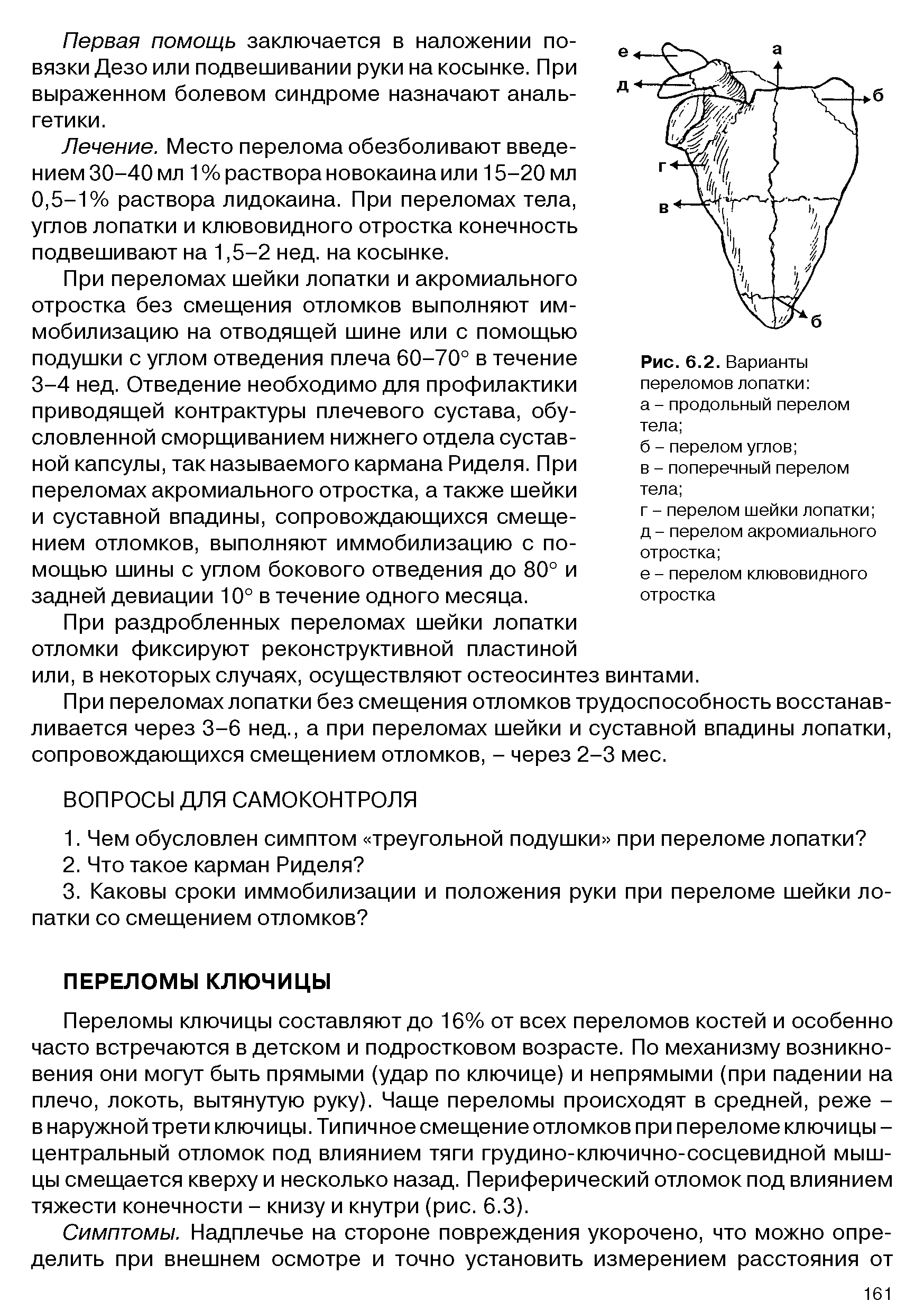 Рис.6.2. Варианты переломов лопатки а - продольный перелом тела ...